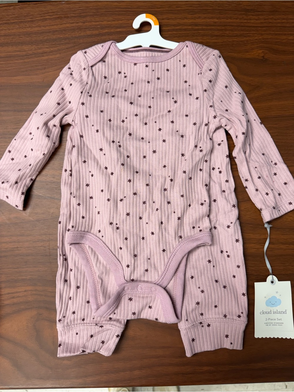 cloud island Mauve Pink Star Ribbed Baby One-Piece